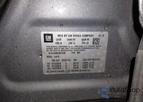 2020 Buick Encore Fwd Preferred из США, поврежденный, VIN KL4CJASB6LB027639